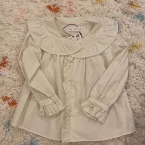 Zara NWT White Peter Pan Collar Blouse - 6
